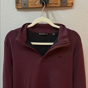 Travis Mathew Burgundy Quarter-Zip Pullover
